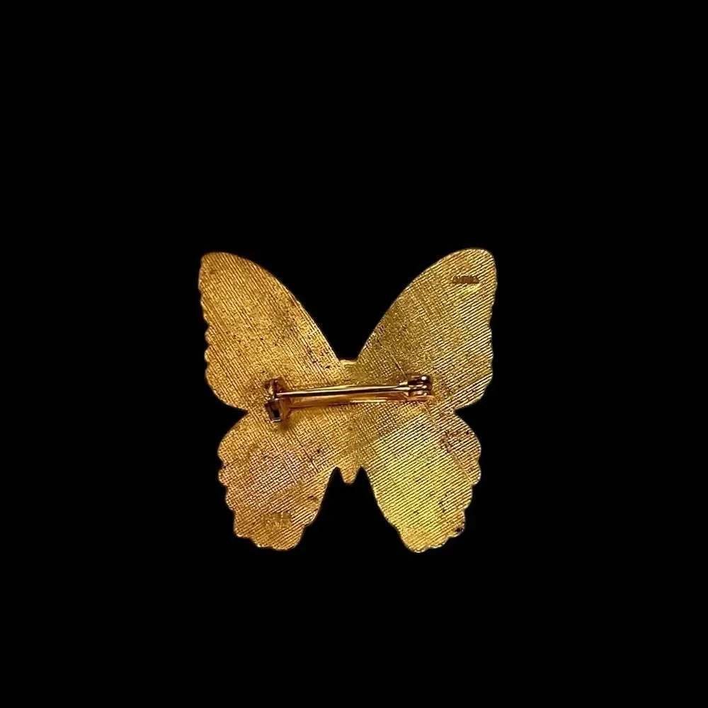 Vintage Aviva Gold Enamel Butterfly Brooch
